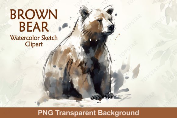 Capturing Wilderness: The Watercolor Animal Sublimation Brown Bear Clipart