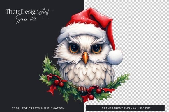 Charming Cute Snow Owl Christmas Animal Clipart for Your Holiday Designs