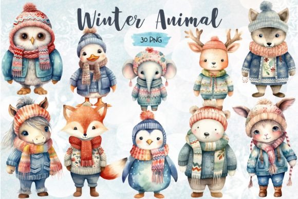 Charming Winter Animal Watercolor Sublimation Designs for Creatives