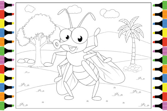 Coloring Flies Animal Cartoon for Kids: A Playful Design Asset
