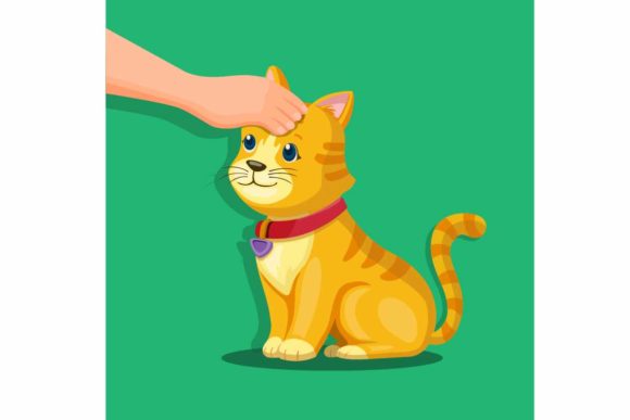 Hand on Kitten Head: A Premium Pet Vector for Branding