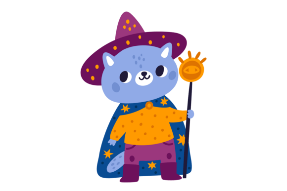 Magic Cat: Animal Wizard in Cute Scandin Style