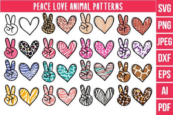 Peace Love Animal Patterns SVG: Creative Digital Assets