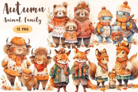 Warmth and Whimsy: Using Autumn Animal Family Watercolor Clipart