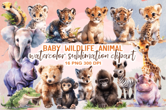 Watercolor Baby Wildlife Animal Clipart: Adorable Designs